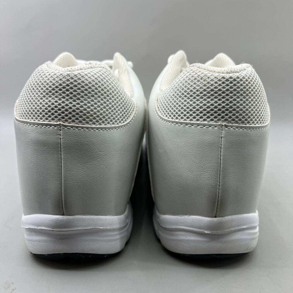 Calto 3.2 Inch Elevator Height Sneakers Men Size 10 White Mesh Comfort Low Shoes - Picture 4 of 9